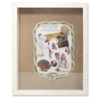 Lawrence Frames 11x14 Ivory Front Hinged Shadow Box Frame - Burlap Display Board