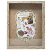 Lawrence Frames 11x14 Weathered Natural Front Hinged Shadow Box Frame - Burlap Display Board