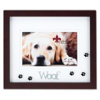 Lawrence Frames  Walnut Wood 4x6 Woof Picture Frame - Matted Shadow Box Dog Frame