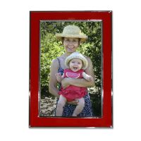 Lawrence Frames  Silver Plated 5x7 Metal with Red Enamel Picture Frame