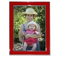 Lawrence Frames  Silver Plated 8x10 Metal with Red Enamel Picture Frame