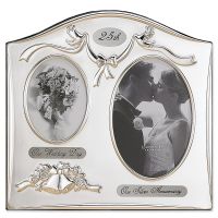 Lawrence Frames  Satin Silver and Brass Plated 2 Opening Picture Frame - 25th Anniversary Design