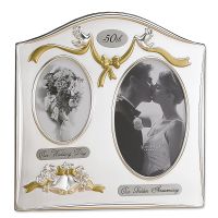 Lawrence Frames  Satin Silver and Brass Plated 2 Opening Picture Frame - 50th Anniversary Design