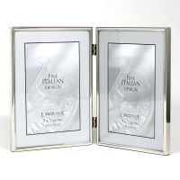 Lawrence Frames 5x7 Hinged Double Simply Silver Metal Picture Frame