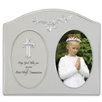 Lawrence Frames  Silver Metal 4x6 Holy Communion Picture Frame