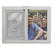 Lawrence Frames Brushed Silver Metal and Shiny Metal Two Tone 4x6 Hinged Double Opening Panel