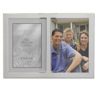 Lawrence Frames Brushed Silver Metal and Shiny Metal Two Tone 5x7 Hinged Double Opening Panel