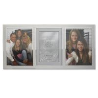 Lawrence Frames Brushed Silver Metal and Shiny Metal Two Tone 5x7 Hinged Triple Opening Panel