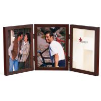 Lawrence Frames  4x6 Hinged Triple Walnut Wood Picture Frame - Gallery Collection