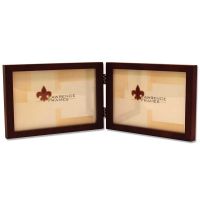 Lawrence Frames  4x6 Hinged Double (Horizontal) Walnut Wood Picture Frame - Gallery Collection