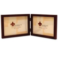 Lawrence Frames  5x7 Hinged Double (Horizontal) Walnut Wood Picture Frame - Gallery Collection