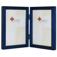 Lawrence Frames  4x6 Hinged Double Blue Wood Picture Frame - Gallery Collection