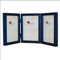 Lawrence Frames  4x6 Hinged Triple Blue Wood Picture Frame - Gallery Collection