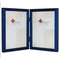 Lawrence Frames  5x7 Hinged Double Blue Wood Picture Frame - Gallery Collection