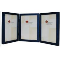 Lawrence Frames  5x7 Hinged Triple Blue Wood Picture Frame - Gallery Collection