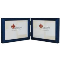 Lawrence Frames  4x6 Hinged Double (Horizontal) Blue Wood Picture Frame - Gallery Collection