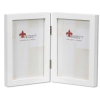 Lawrence Frames  4x6 Hinged Double White Wood Picture Frame - Gallery Collection