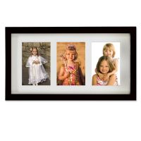 Lawrence Frames  Black Wood Triple 4x6 Matted Picture Frame