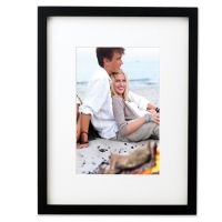 Lawrence Frames  Black Wood 6x8 Picture Frame Matted to 4x6