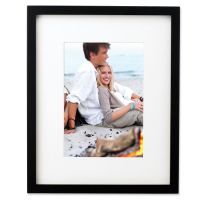 Lawrence Frames  Black Wood 8x10 Picture Frame Matted to 5x7