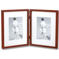 Lawrence Frames  Walnut Wood 8x10 Hinged Double Picture Frame Matted to 5x7