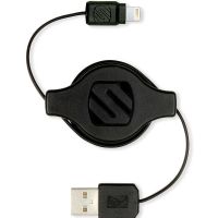 Scosche Retractable Lightning Charge & Synce Cable, Black