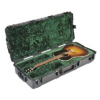 SBK, Injection Molded Waterproof Acoustic Guitar Case w/ Wheels
