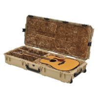 SBK, Waterproof Injection Molded Classical Guitar Case w/ Wheels - Tan