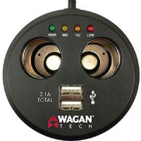 WAGAN EL25375 Twin USB Sockets Cupholder Adapter