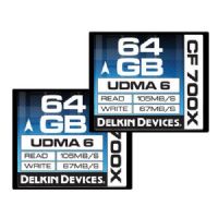 Delkin Devices 64GB CF700X 2 Pack CompactFlash Memory Cards, Rated 700X - 105MB/s Read, 67MB/s Write