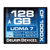 Delkin Devices 128GB CF1000X Rugged CompactFlash Memory Cards, Rated 1000X - 150MB/s Read, 80MB/s Write