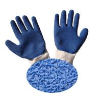 G & F 1511 Rubber Coated Gloves, Blue Latex Palm & Finger , Crinkle Pattarn, Size Medium ( SOLD BY DOZEN 12 Pairs)